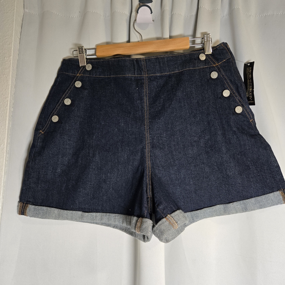 Banana Republic Dark Blue Jean Shorts with Button Detail